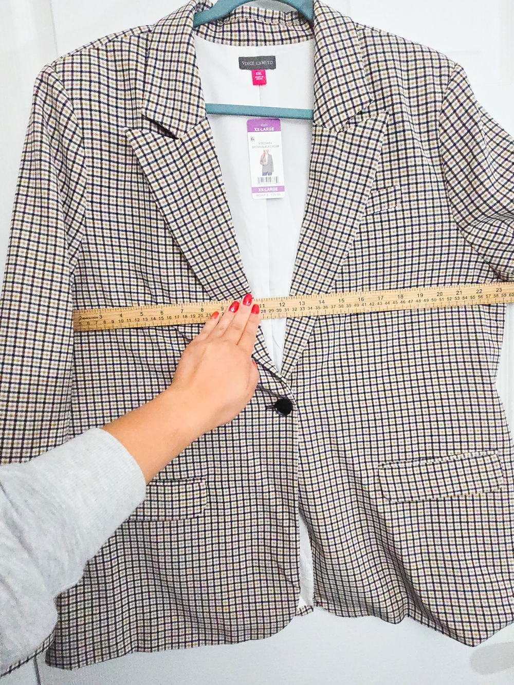 Vince Camuto Plaid Blazer XXL Brown Black Cream Stretch One Button NWT - Picture 7 of 10